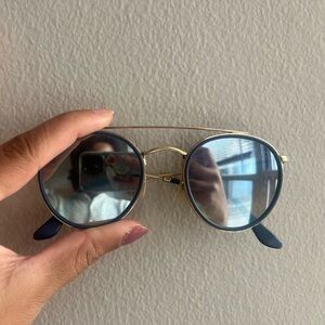 Gold and Blue Ray-Ban Round double bridge sunglasses
